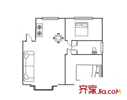 詠梅山莊戶型圖戶型圖 2室 2室2廳1衛(wèi)1廚