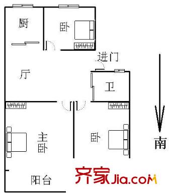 南磚新村戶型圖戶型圖  3室 3室1廳1衛(wèi)1廚