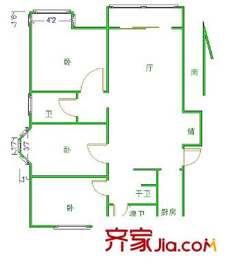 金陵尚府戶型圖戶型圖 3室 3室2廳2衛(wèi)