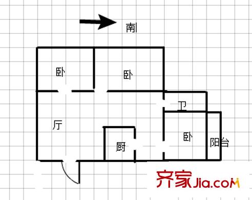 百水芊城戶型圖戶型圖 3室 3室2廳1衛(wèi)1廚