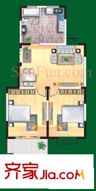 林景瑞園戶型圖戶型圖 2室 2室2廳1衛(wèi)1廚