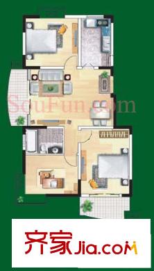 林景瑞園戶型圖戶型圖 3室 3室2廳1衛(wèi)1廚