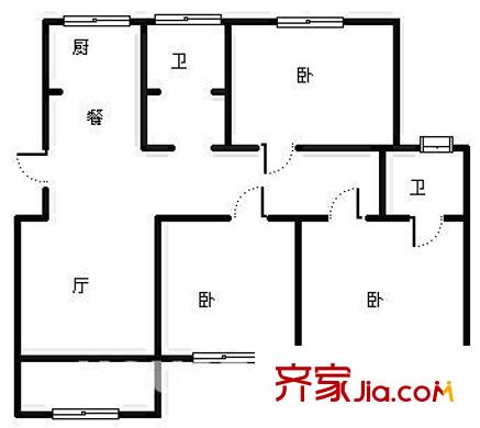 林景瑞園戶型圖戶型圖 4室 4室2廳2衛(wèi)1廚