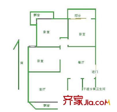 林景瑞園戶型圖戶型圖 3室 3室2廳1衛(wèi)1廚