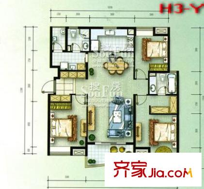 萬(wàn)科光明城市戶(hù)型圖戶(hù)型圖 3室 3室2廳2衛(wèi)1廚