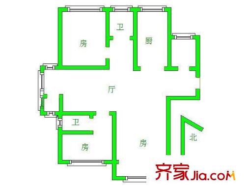 江雁依山郡花園戶型圖戶型圖 3室 3室2廳2衛(wèi)1廚