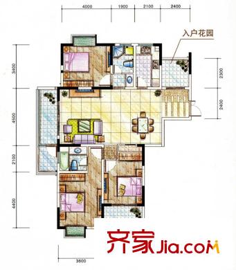 江雁依山郡花園戶型圖戶型圖 3室 3室2廳2衛(wèi)1廚