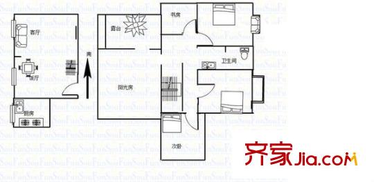 北城世家戶型圖戶型圖 4室 4室2廳1衛(wèi)1廚