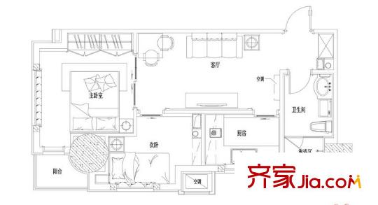 北城世家戶型圖戶型圖 2室 2室2廳1衛(wèi)1廚
