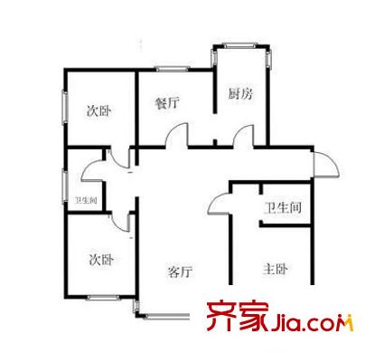 北城世家戶型圖戶型圖 3室 3室1廳1衛(wèi)1廚