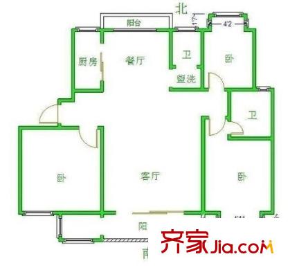 湖濱世紀(jì)花園戶型圖戶型圖 3室  3室2廳1衛(wèi)1廚