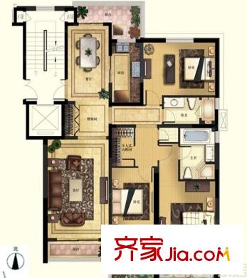 香山美墅戶型圖戶型圖 3室 3室2廳2衛(wèi)1廚