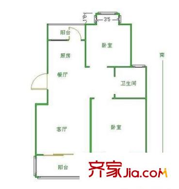 盤龍山莊戶型圖戶型圖 2室 2室2廳1衛(wèi)1廚