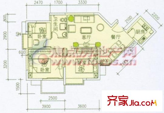 盈家春天戶型圖戶型圖3室 3室2廳1衛(wèi)1廚