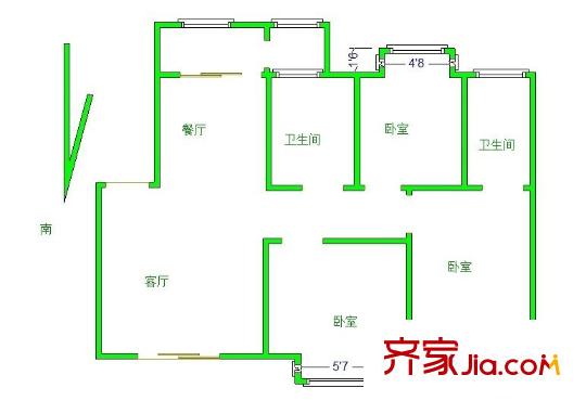 盈家春天戶型圖戶型圖 3室 3室2廳2衛(wèi)