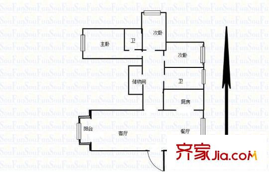 天潤城六街區(qū)戶型圖戶型圖 3室 