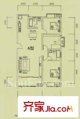 江畔明珠廣場戶型圖戶型圖 2室 2室2廳2衛(wèi)1廚