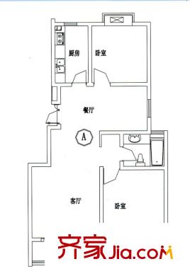 江畔明珠廣場戶型圖戶型圖 2室 2室2廳1衛(wèi)1廚