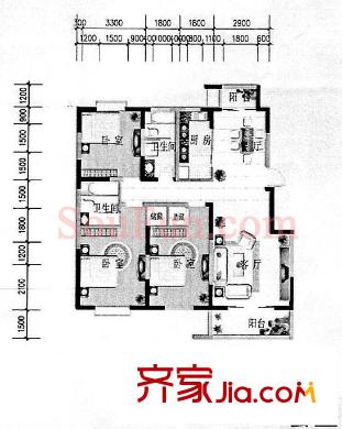 高新花苑戶型圖戶型圖  3室 3室2廳2衛(wèi)1廚