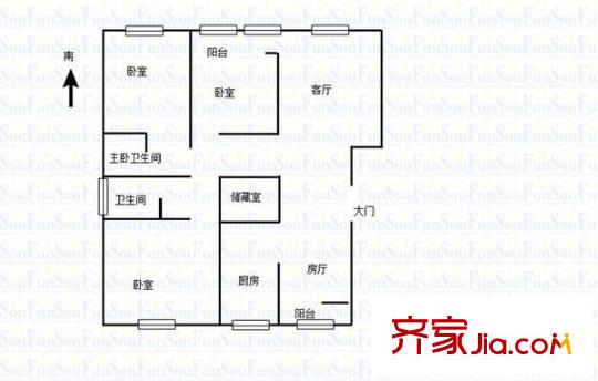 鴻雁名居戶型圖戶型圖 3室 3室2廳2衛(wèi)