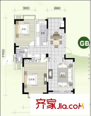 翠屏清華園戶型圖戶型圖2室 2室1廳1衛(wèi)1廚