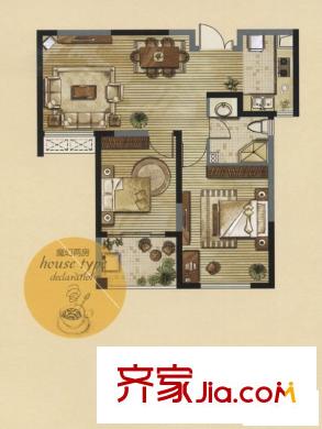 海德北岸城四期A2戶型 2室2廳1衛(wèi)1廚