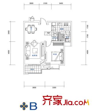 東方龍湖灣戶型圖戶型圖 1室 1室2廳1衛(wèi)