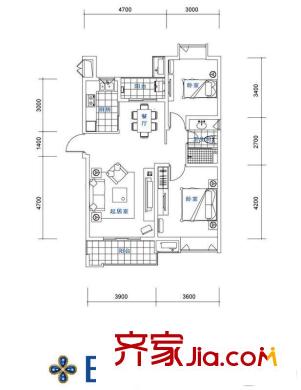 東方龍湖灣戶型圖戶型圖 2室 2室2廳1衛(wèi)1廚