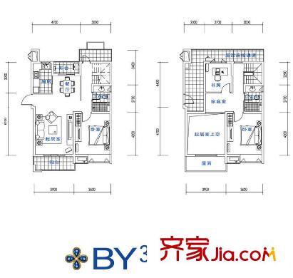 東方龍湖灣戶型圖戶型圖 3室 3室