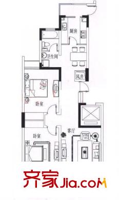 金地名京戶型圖 戶型圖 2室 2室2廳1衛(wèi)1廚