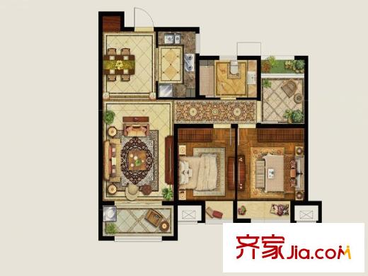 保利梧桐語戶型圖一期16號(hào)樓標(biāo)準(zhǔn)層C1戶型 2室2廳1衛(wèi)1廚