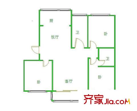 御水灣花園戶型圖戶型圖 3室 3室2廳2衛(wèi)1廚