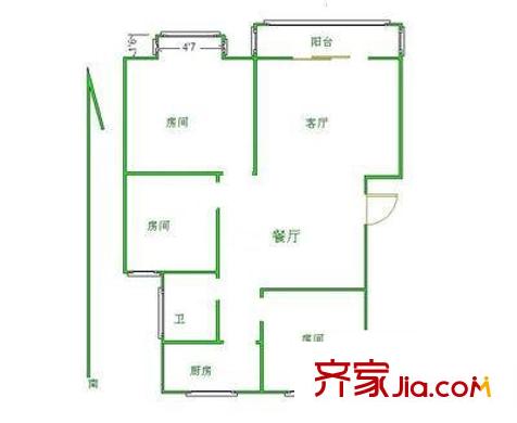 海潤楓景家園戶型圖戶型圖 3室 3室2廳1衛(wèi)1廚