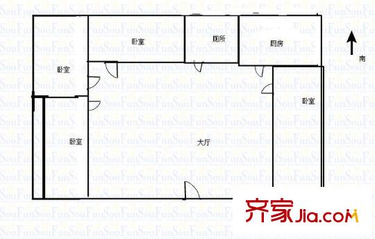 海潤楓景家園戶型圖戶型圖 3室 3室2廳1衛(wèi)1廚