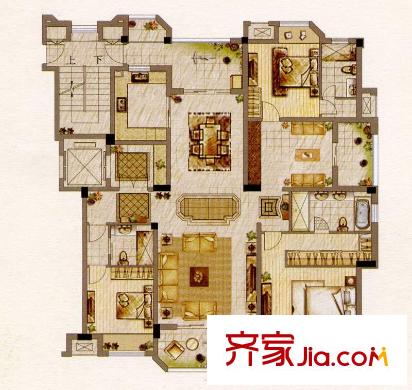 保利紫晶山戶型圖戶型圖 4室 4室2廳2衛(wèi)1廚