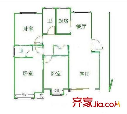 天潤城七街區(qū)戶型圖戶型圖 3室 3室2廳2衛(wèi)1廚