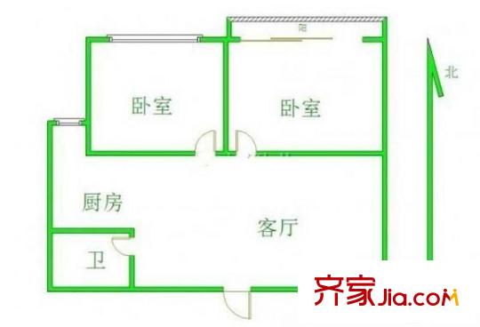 文化名園戶型圖戶型圖 2室 2室1廳1衛(wèi)1廚