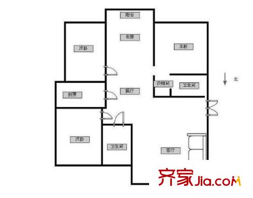 清江西苑戶型圖戶型圖 4室 4室2廳2衛(wèi)1廚
