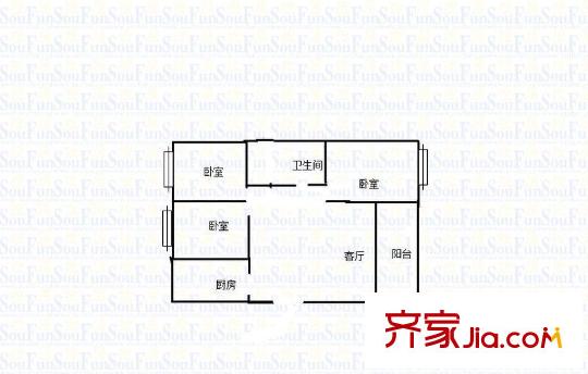 天潤城十四街區(qū)戶型圖戶型圖 3室 