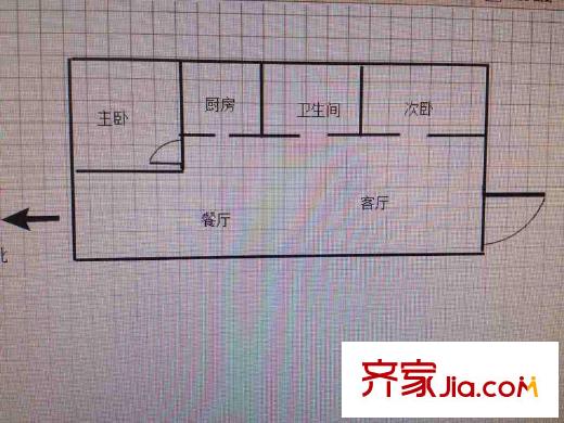 天潤城十四街區(qū)戶型圖戶型圖 2室 2室1廳1衛(wèi)1廚