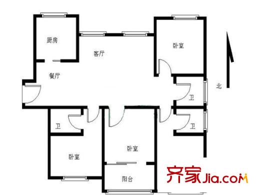 銀城西堤國際戶型圖戶型圖 4室 4室2廳3衛(wèi)1廚