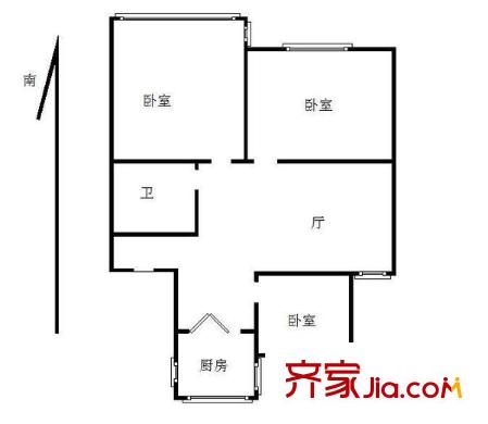 橋北新村戶型圖戶型圖 3室 3室2廳1衛(wèi)1廚
