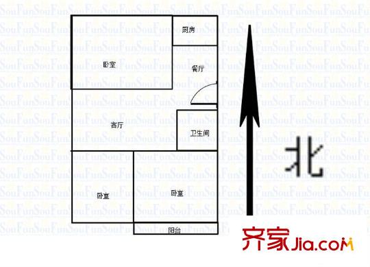 橋北新村戶型圖戶型圖 3室 3室2廳1衛(wèi)