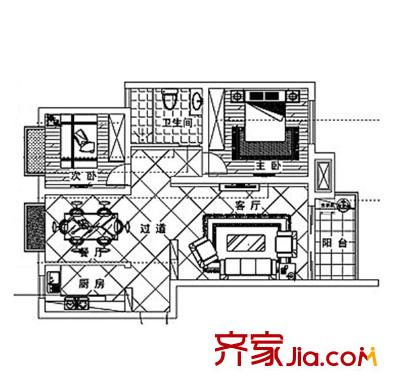 天潤(rùn)城十二街區(qū)戶型圖戶型圖 2室 2室2廳1衛(wèi)1廚
