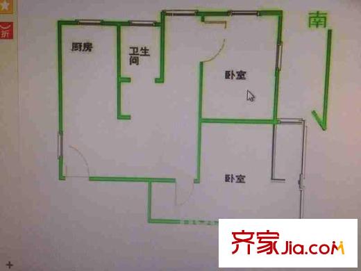 天潤城十二街區(qū)戶型圖戶型圖 2室 2室2廳1衛(wèi)1廚
