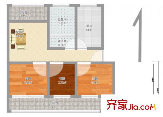 新河一村戶型圖戶型圖 3室 3室1廳1衛(wèi)1廚