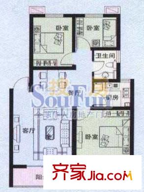 合家春天戶(hù)型圖戶(hù)型圖 3室 3室2廳1衛(wèi)1廚