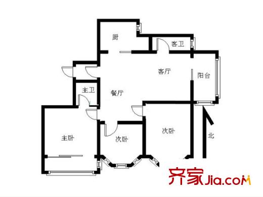 百合果園戶型圖戶型圖 3室 3室2廳1衛(wèi)1廚