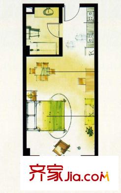 天華綠谷莊園戶型圖二期單身公寓31#1-10層K5戶型圖 1室1廳2衛(wèi)1廚