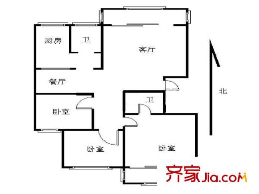 百合果園戶型圖戶型圖 3室 3室2廳2衛(wèi)1廚